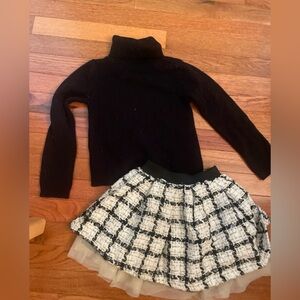 Zara black and cream gold tweed skirt and black with goldTurtleneck Sweater